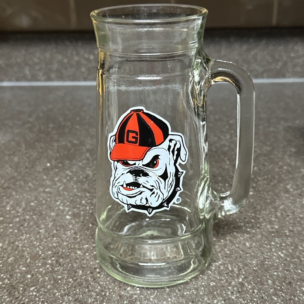 University of Georgia Bulldogs 7" Beer Mug Glass Stein UGA Logo Barware Man Cave - Picture 2 of 9